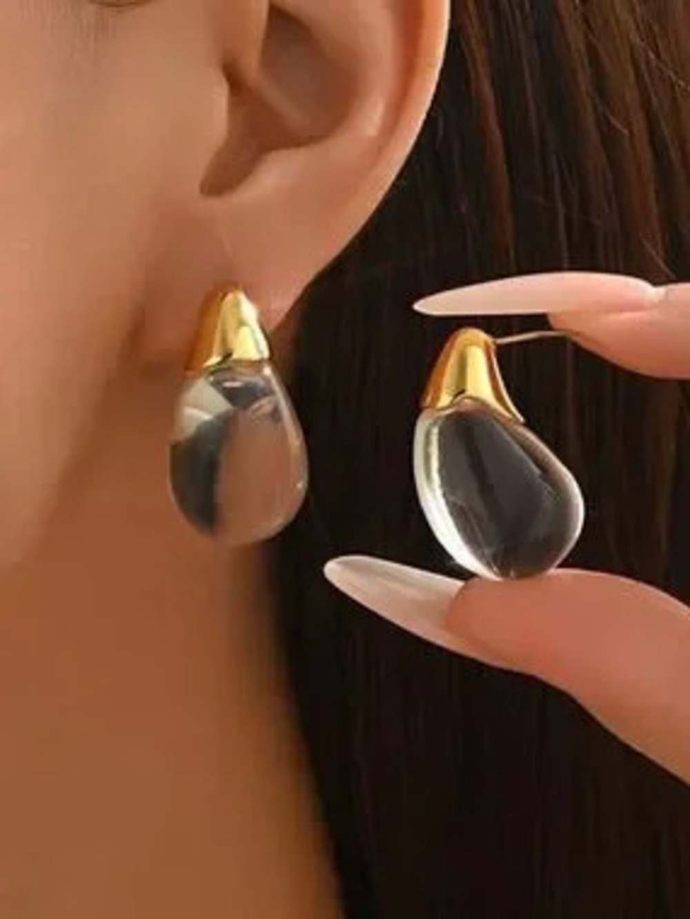 Liquid Glass Teardrop Earrings in Gold